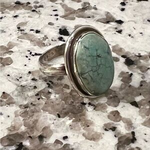 Turquoise Sterling Silver Oval Ring Size 8